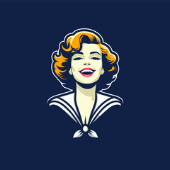 pinup girl navy seal marine sailor uniform illustration