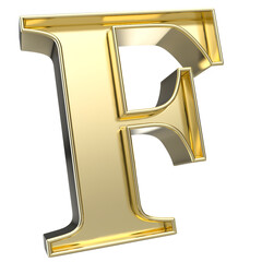 F Font Gold 3D Rendering
