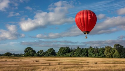 Obraz premium Up, Up and Away: Virgin Hot Air Balloon Soars Over Carlton, Bedfordshire