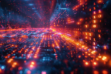 Obraz premium Digital background for tech, AI, neural networks, data, audio, graphics