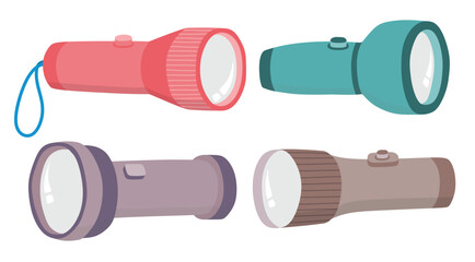 Flashlight vector set cute cartoon style.
