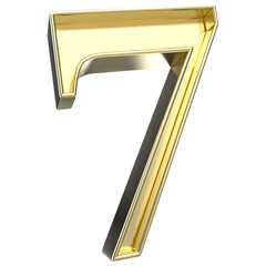 Number 7 Gold 3D Render