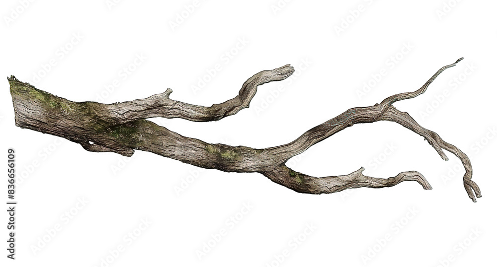 Wall mural Mossy Tree Branch Isolated on a Transparent Background - Wall murals