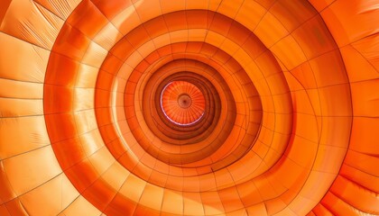Naklejka premium Whirling Perspective: Inside an Orange Hot Air Balloon