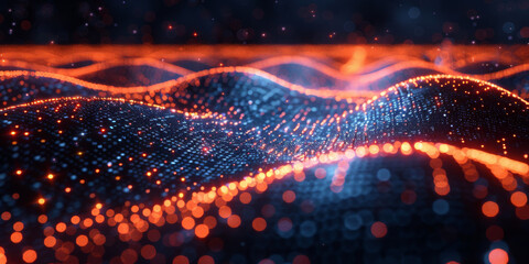 Digital background for tech, AI, neural networks, data, audio, graphics