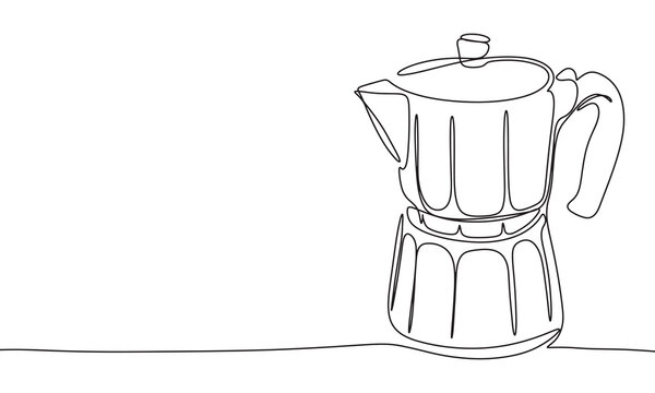 recommend clip art: Moka pot one line continuous. Line art coffee equipment. Hand drawn vector art.