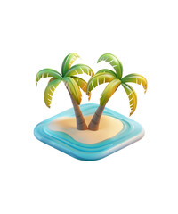 A tropical island with palm trees, isolated on transparent background
