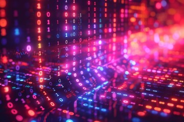 Obraz premium Digital Binary Technology Background created with Generative AI