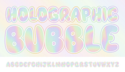Holograph rainbow bubble font