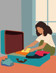 girl packing a suitcase for vacation