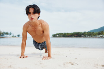 Active Asian Athlete: Strong, Fit, and Free on the Beach