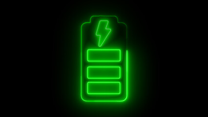 Full Chargeing Battery Charge Icon - Battery Charging Vector Icon Isolated on Black Background