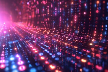 Obraz premium Digital Binary Technology Background created with Generative AI