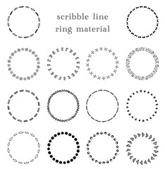 手描きのリング型フレーム素材のセット