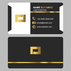 modern business card with abstract design and gold luxury logo