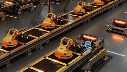 3D Model Abstract Art of Synchronized industrial robotic abstract sculpture in perpetual choreographed routine