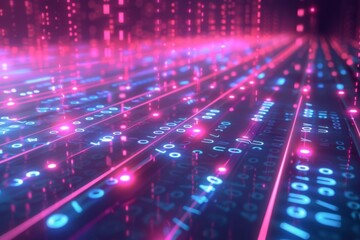 Fototapeta premium Digital Binary Technology Background created with Generative AI