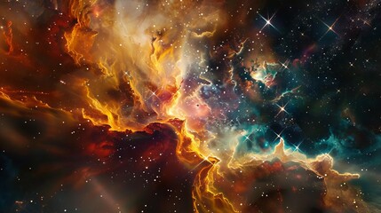 3D Model Abstract Art of Celestial stellar nursery abstract artwork of vibrant nebula birthing brilliant newborn stars