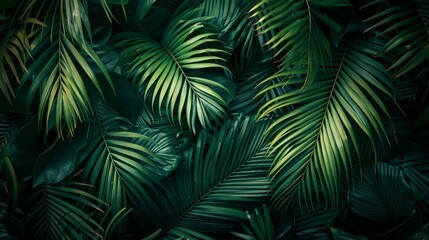 Texture of palm branches in the background