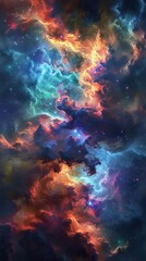 3D Model Abstract Art of Brilliant celestial stellar nursery abstract nebula spawning incandescent newborn stars