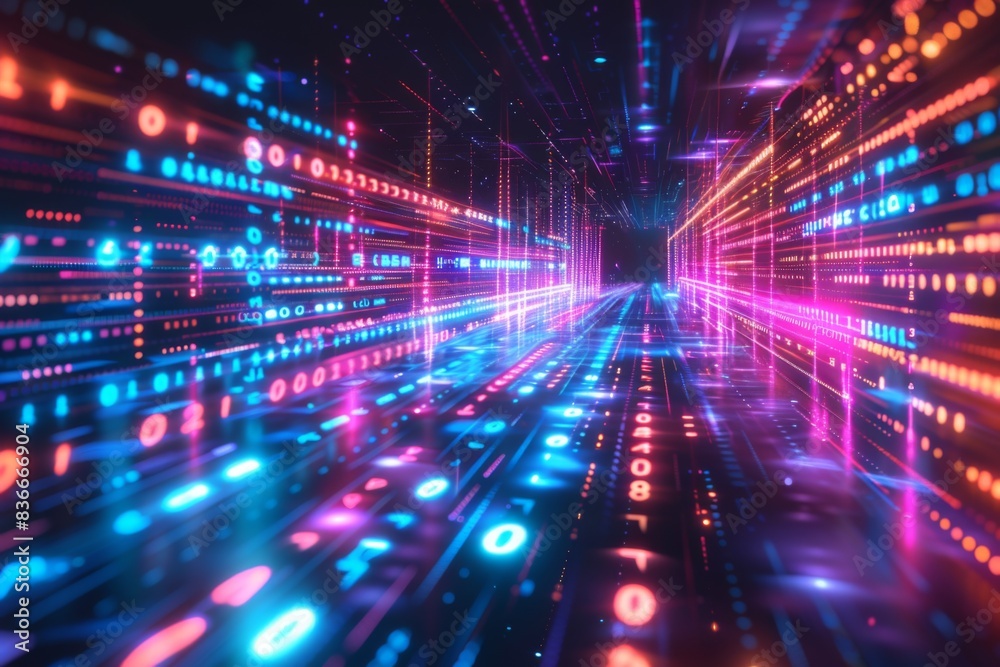 Wall mural digital binary technology background created with generative ai