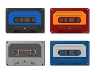 Set of vector retro audio cassettes.