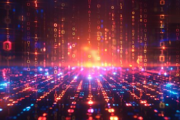 Fototapeta premium Digital Binary Technology Background created with Generative AI