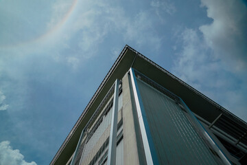 A building with a large window on the top