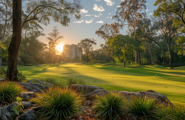 Obraz premium sunset in the park