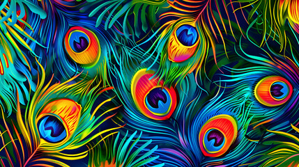 Fototapeta premium Peacock feather pattern background