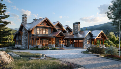 Elegant Craftsman Style New Construction Silver House with Contemporary Design in a Scenic Mountain Village