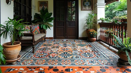Intricate patterns on a tiled floor, capturing the artistry and elegance of the design. Minimal and Simple,