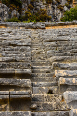 Ruins of the ancient roman or greek theatre in town Demre. Ancient Myra city. Antalya province, Turkey