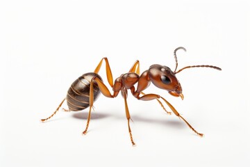 closeup of an ant isolated on white background