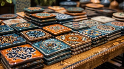 Intricate patterns on a vintage tile, capturing the artistry and elegance of the design. Minimal and Simple,