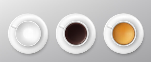 coffee cup assortment top view collection. Vector illustration