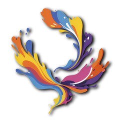 Flux de couleurs abstrait sur fond transparent