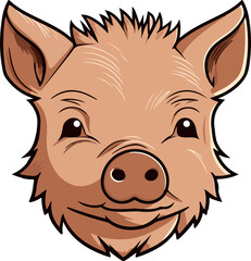 Cute pig head clipart design illustration