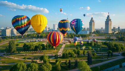 Fototapeta premium Glorious Hot Air Balloon Spectacle Lights Up Astana (Nur-Sultan)