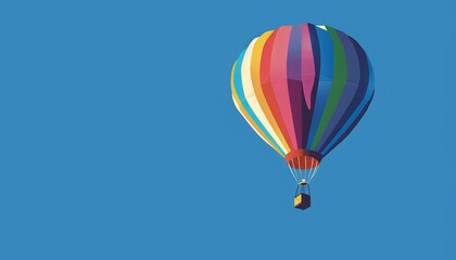 Fototapeta premium Striped Splendor: The Vibrant Hot Air Balloon Soaring Through the Azure Skies