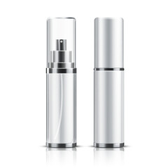 Two realistic cosmetic bottle on a white background.