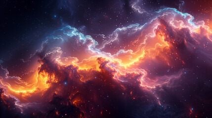 Generative art, cosmic exploration, star patterns, deep space, vibrant nebulae