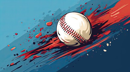 Dynamic illustration of a baseball in motion against a vibrant backdrop, emphasizing speed, energy, and sport.