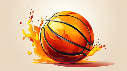 Vibrant digital illustration of a flaming basketball, symbolizing energy and excitement in sports.