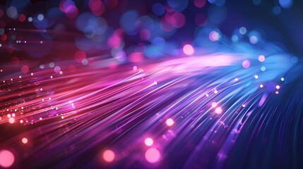 Obraz premium Optical fiber with futuristic blue light for communications, network connections and global business networks concept