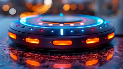 Close-up of a virtual assistant device, highlighting the integration of artificial intelligence in everyday life. Minimal and Simple,