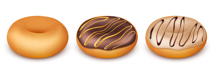 Sweet tasty donuts isolated on white.