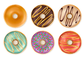 Sweet tasty donuts isolated on white.