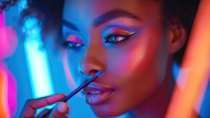 Fototapeta premium Makeup artist applying makeup.