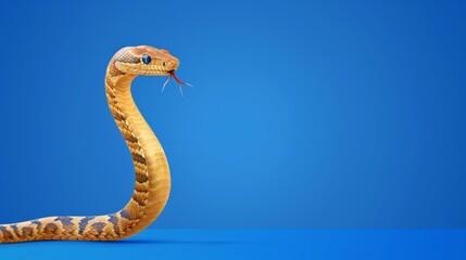 Fototapeta premium Flat-style cartoon cobra isolated on vibrant blue background
